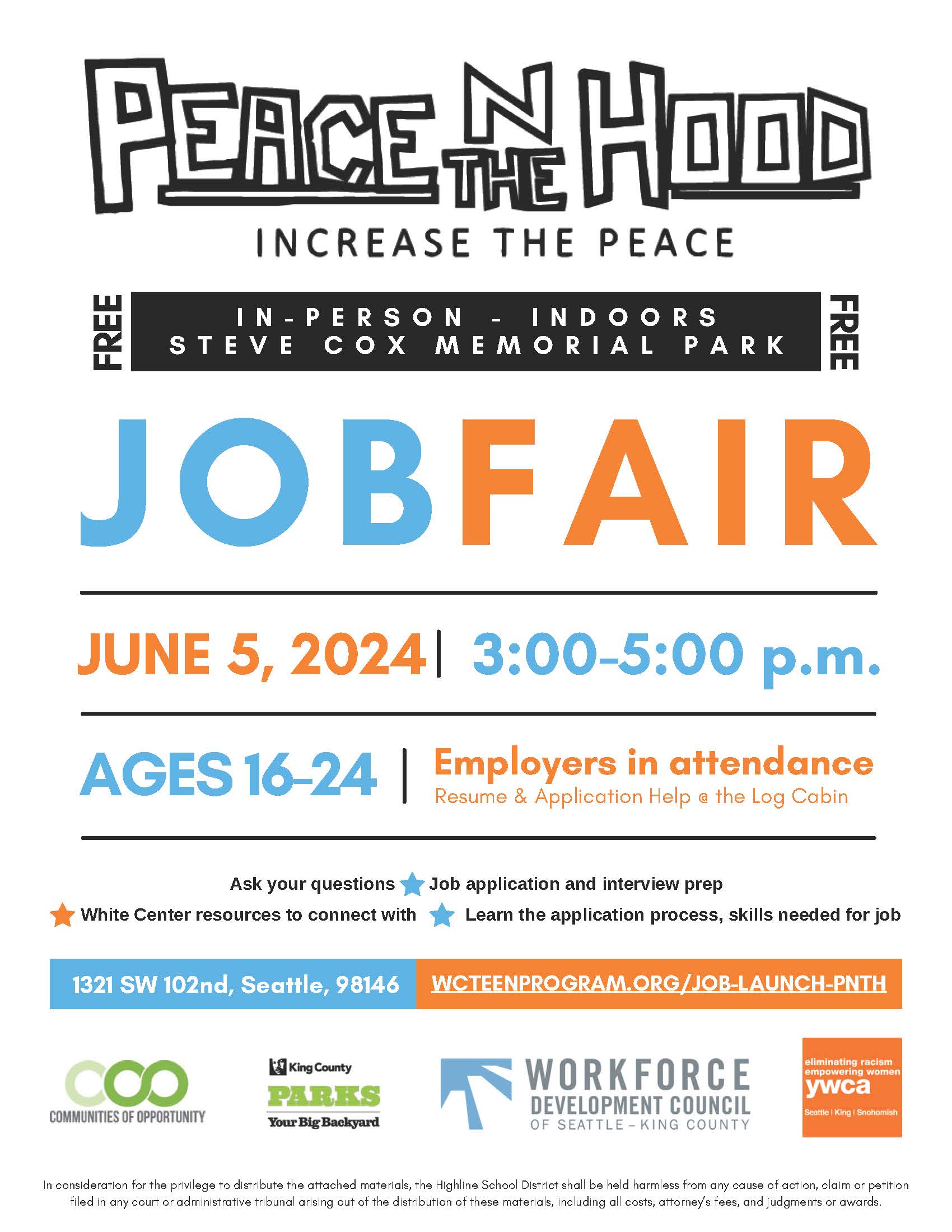 Peace n the Hood Youth Job Fair Flyer