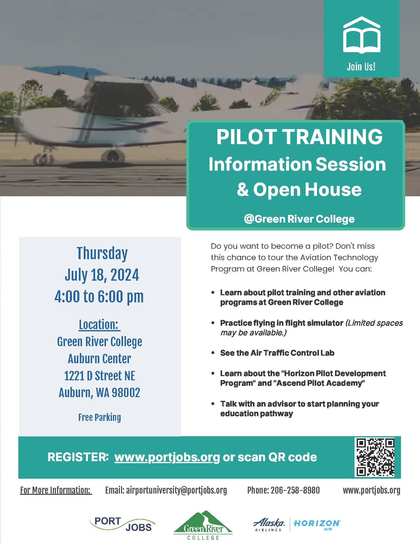 Green River College Port Jobs Open House July 18, 2024 Flyer
