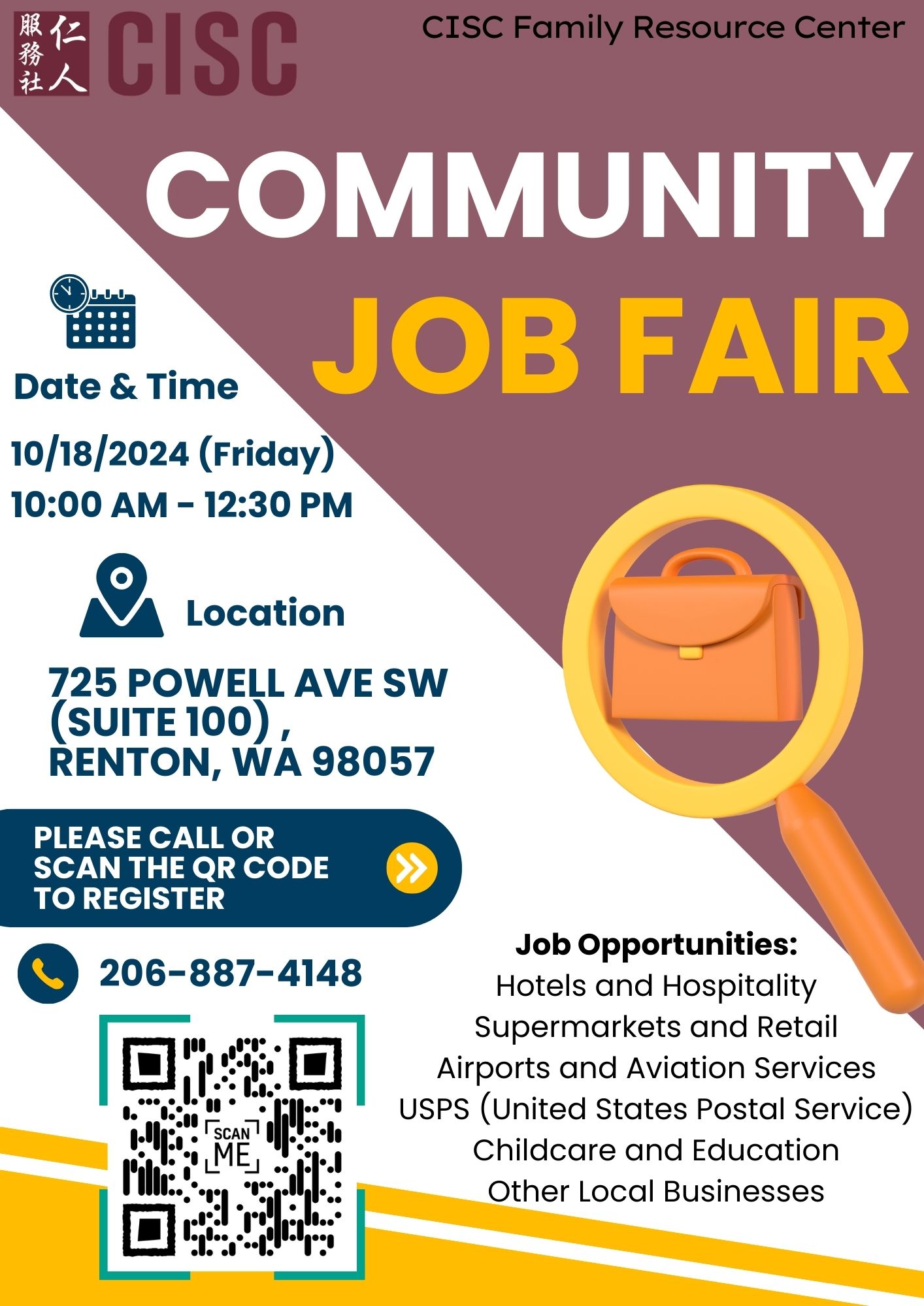 CISC Job Fair Flyer Oct. 18, 2024