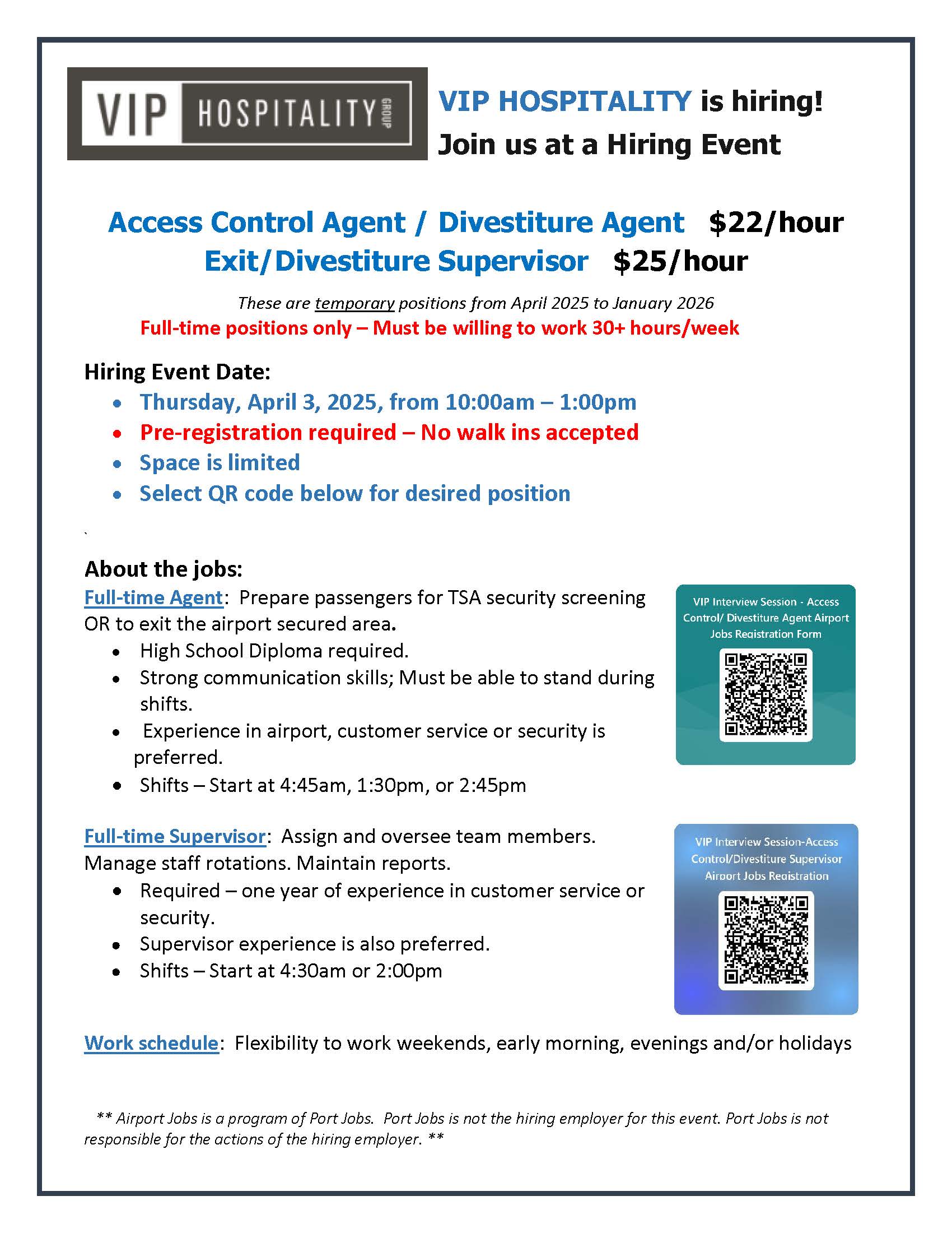 VIP Hiring Event Flyer April 3, 2025 SEA Airport