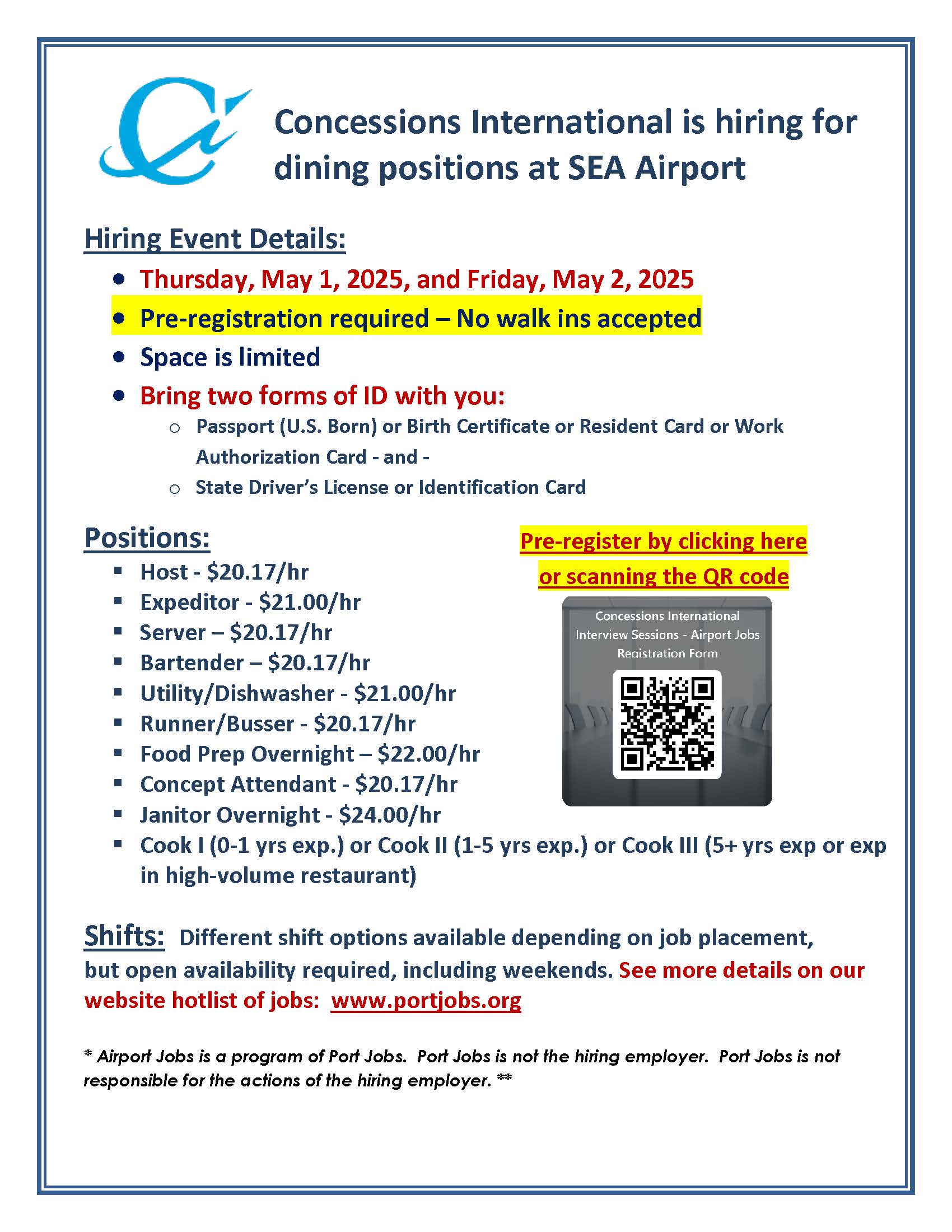 Concessions Int'l Hiring Event Flyer 2025