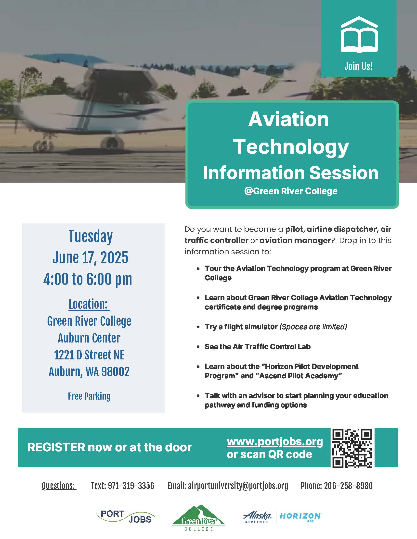 Aviation Tech Info Session Green River College Flyer 2025