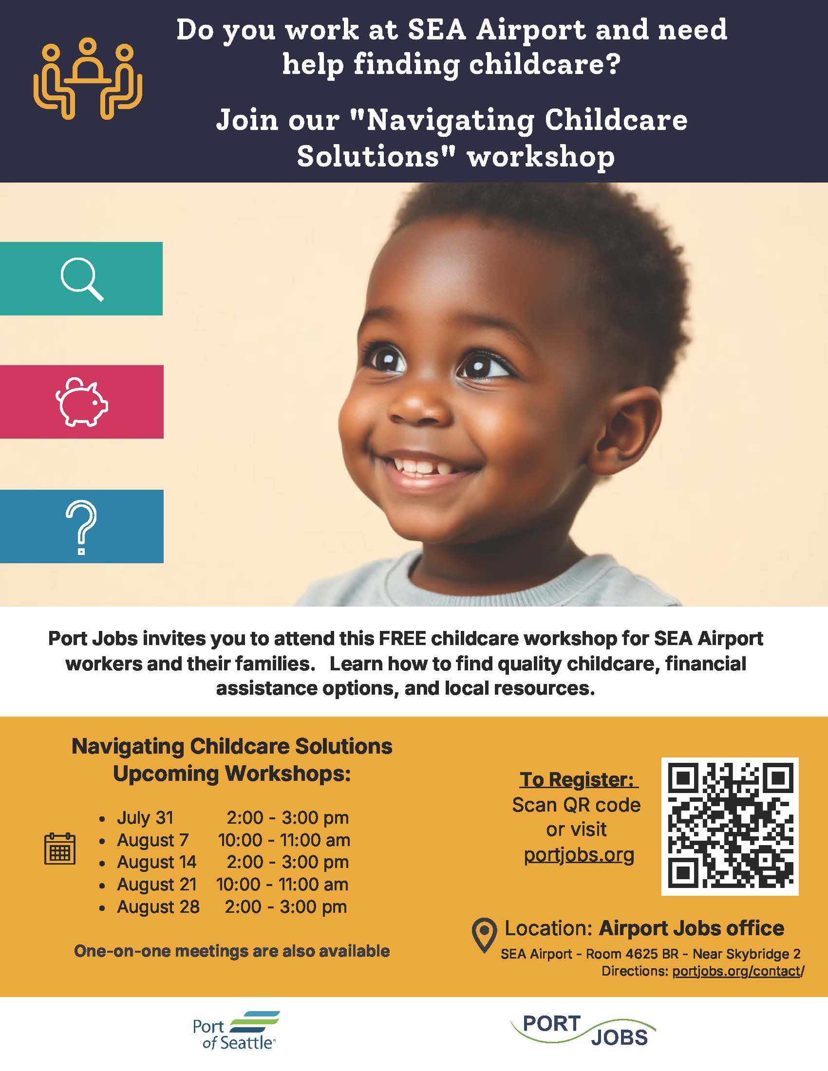 Childcare Nav Workshops July Aug 2025 Flyer