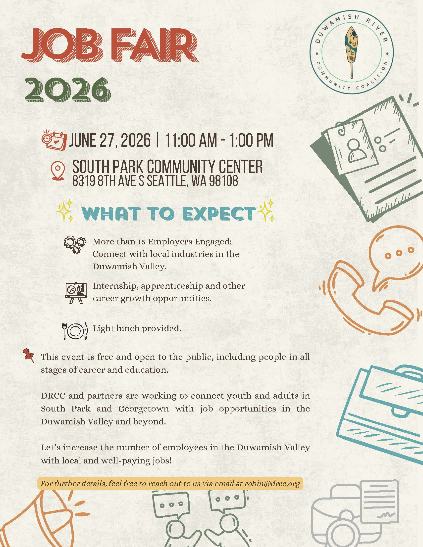 South Park Community Center 2026 Job Fair Flyer